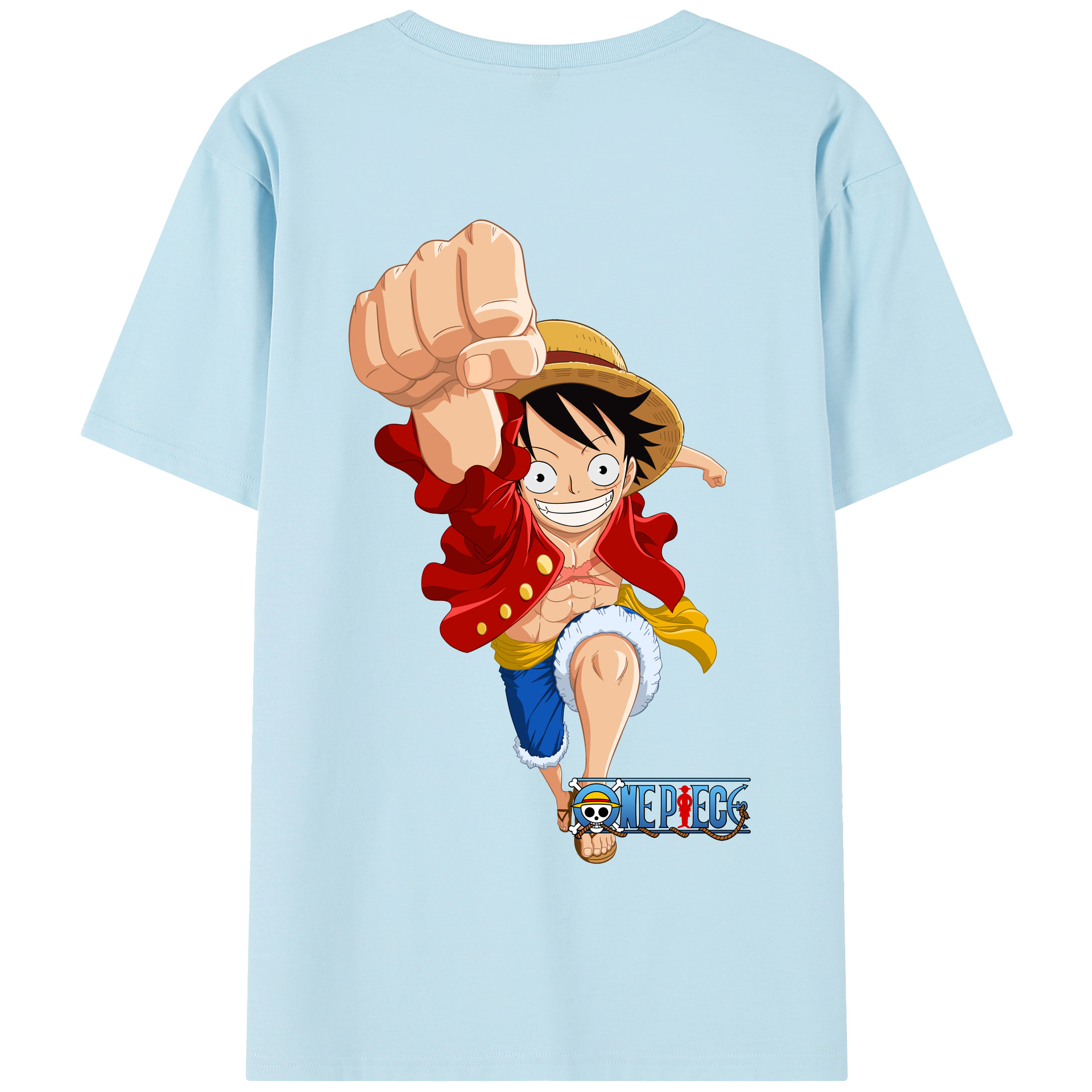 ワンピース モンキー・D・ルフィ ONE PIECE Monkey D. Luffy 綿100％半袖Tシャツ（背面プリント）
